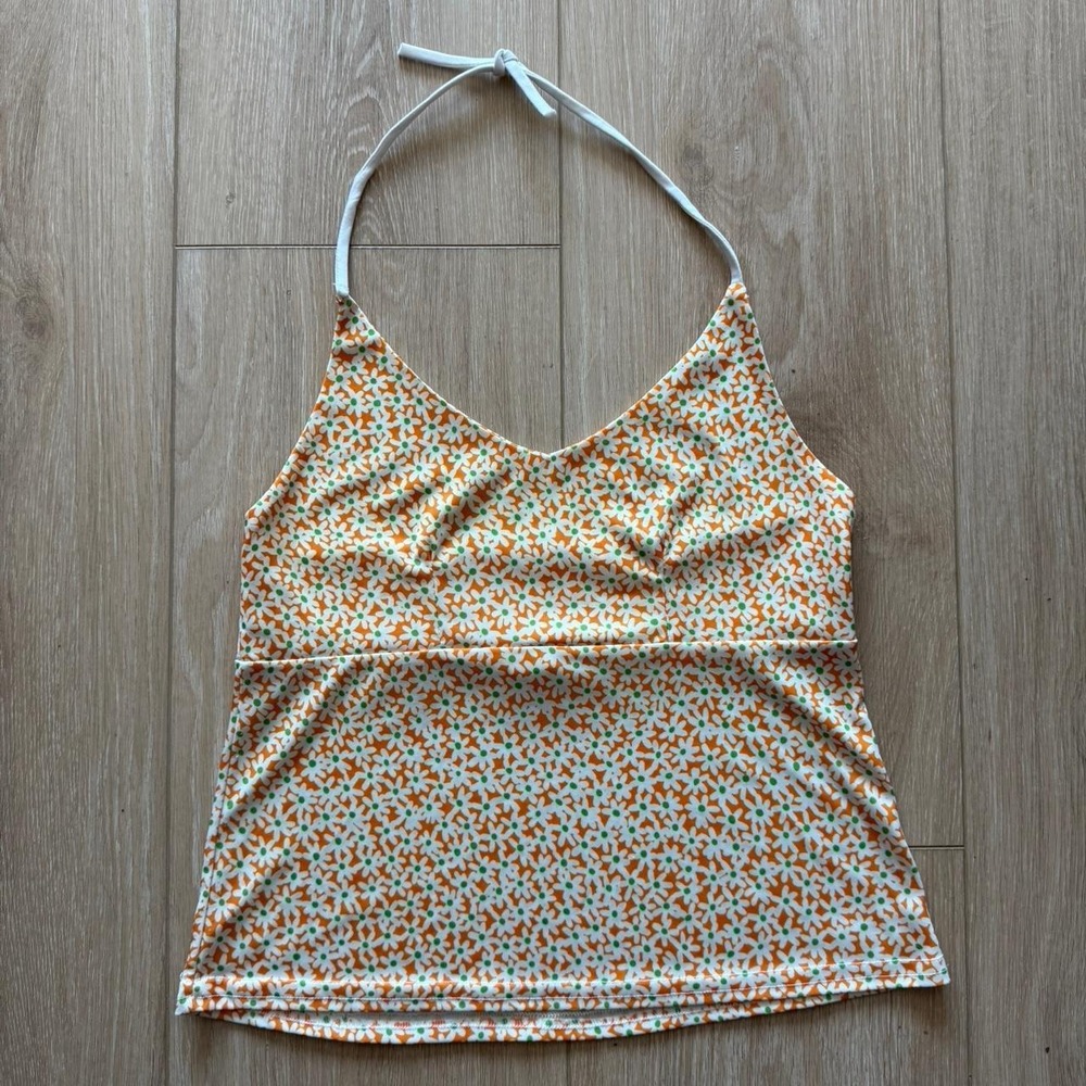 Orange Floral Halter Top